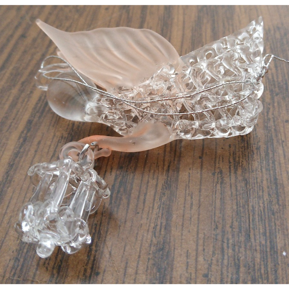 Acrylic Clear Angel With Pink Wings And Hanging Lantern Ornament